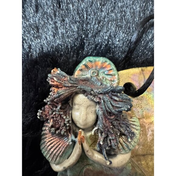 Sherri Barnhart Handmade Ceramic Angel Ornament With Intricate Textured Design - Picture 3 of 7